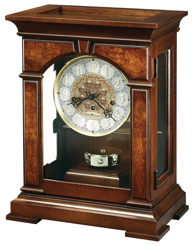 Howard Miller Emporia Key Wind Chiming Pendulum Mantel Clock - Cherry Bordeaux