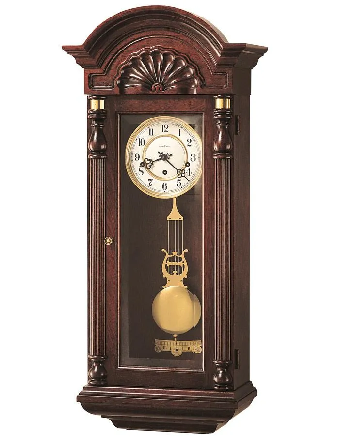 Howard Miller Jennison Chiming Pendulum Wall Clock - Vintage Mahogany - Key Wind