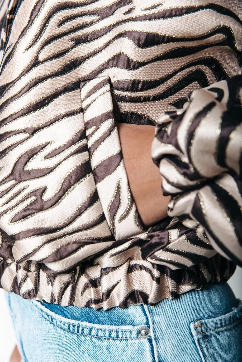 Icon Zebra Jacquard Bomber Jacket