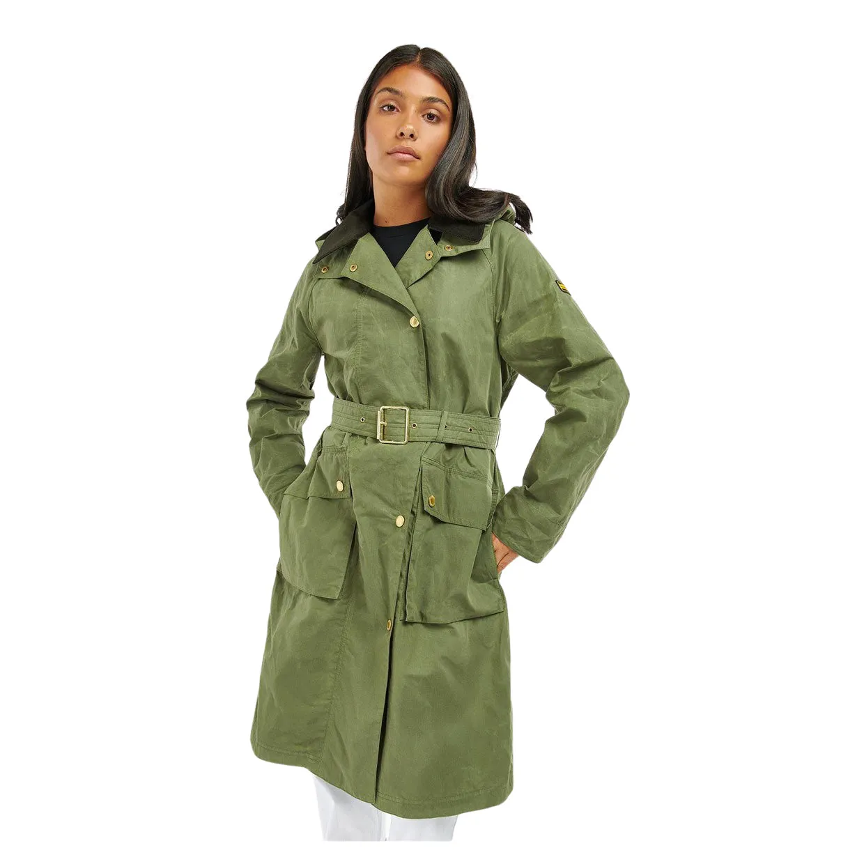 Impermeabile Donna Barbour International Rossin Showerproof Trench Verde