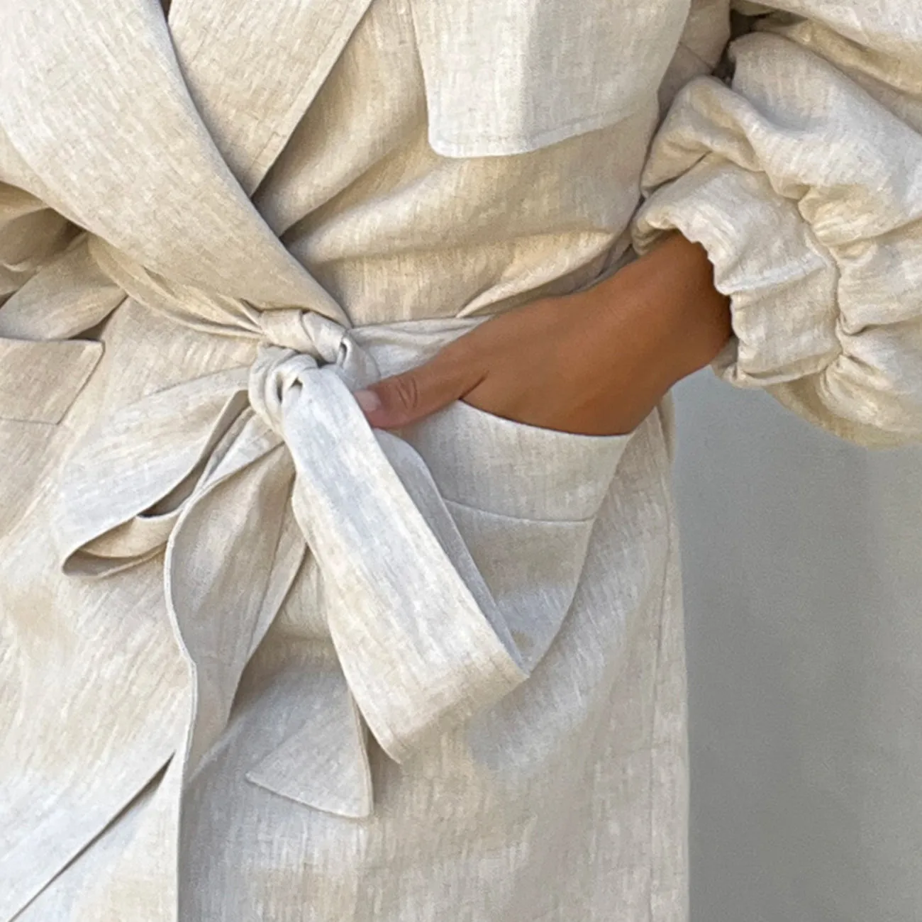 IN THE LOOP TRENCH NATURAL LINEN