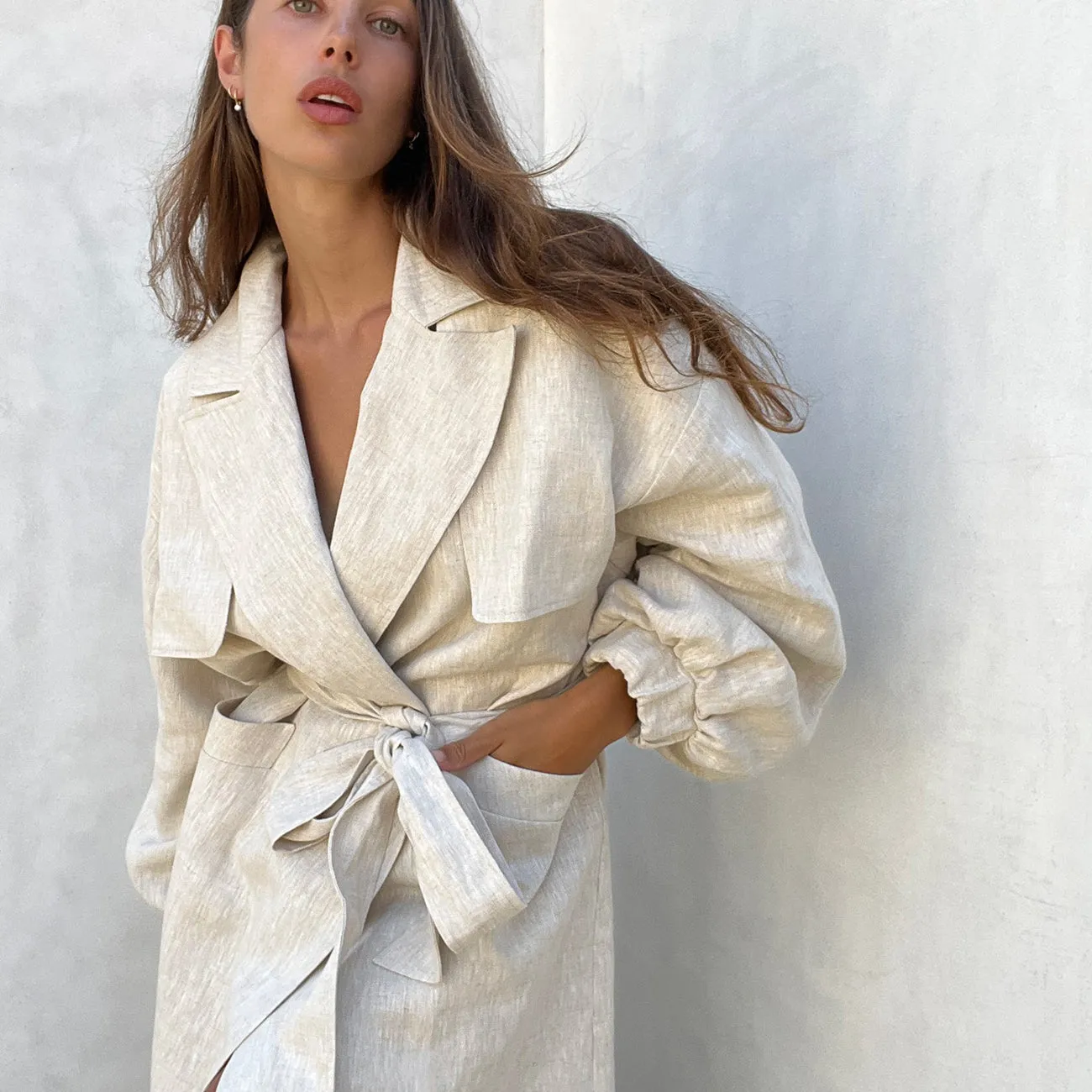 IN THE LOOP TRENCH NATURAL LINEN