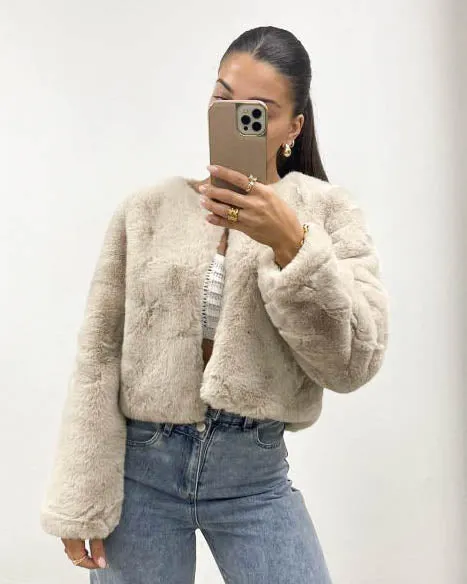 Josie Fur Jacket Beige