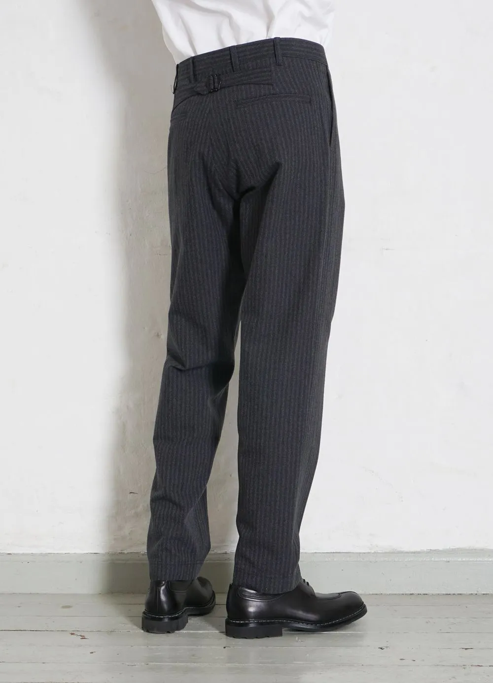 KIAN | Cinch Back Wide Trousers | Grey Pin