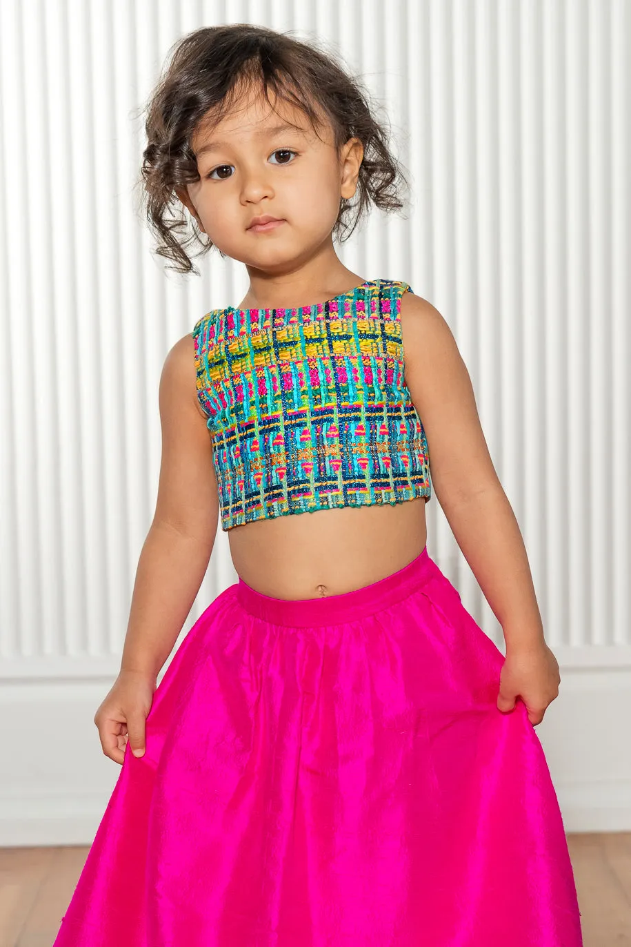 KYLAH Tweed Kids Lehenga Top