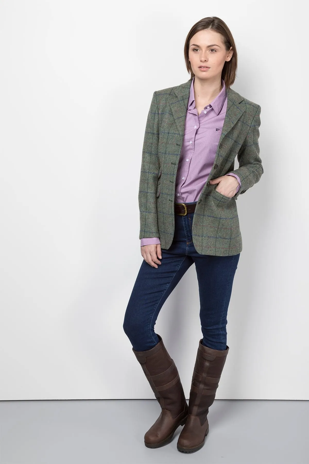 Ladies Long Tweed Blazer - Kate