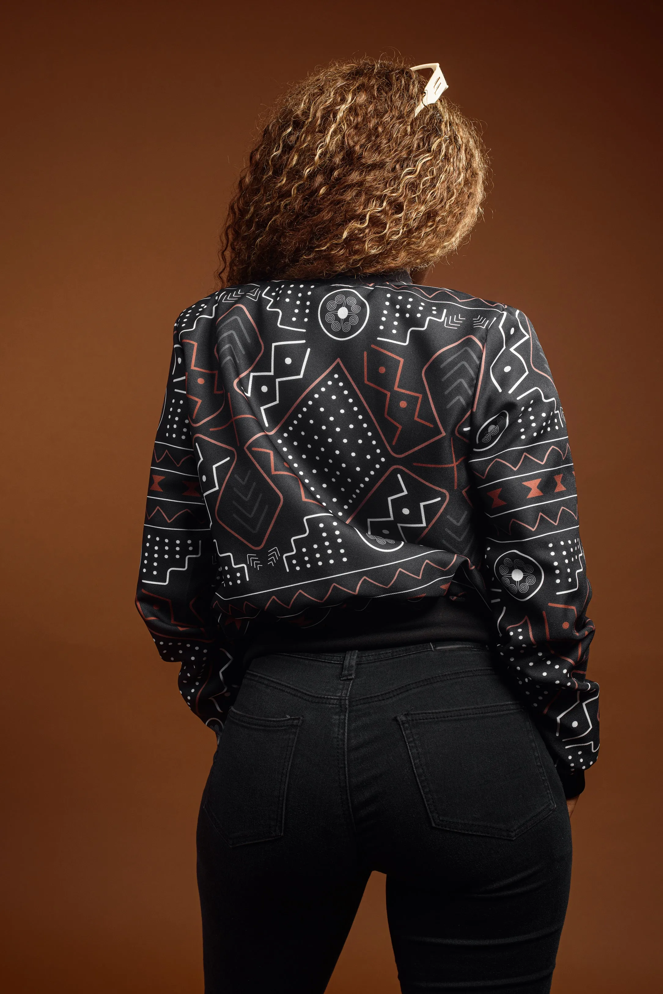 Ladies-MudCloth Summer Bomber Jacket