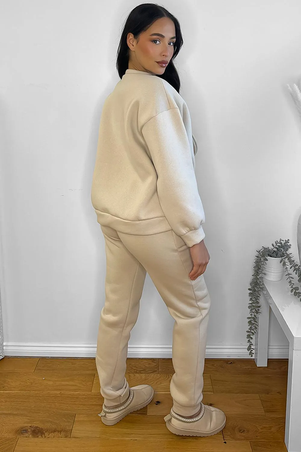 Large Bow Detail Sweatshirt And Trousers Loungewear Set