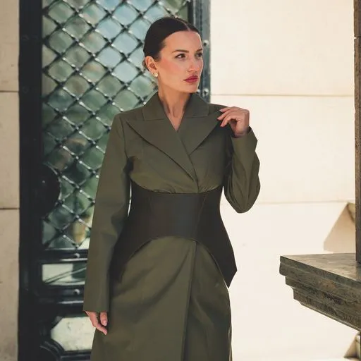 Long olive trench by TRES BEIGE