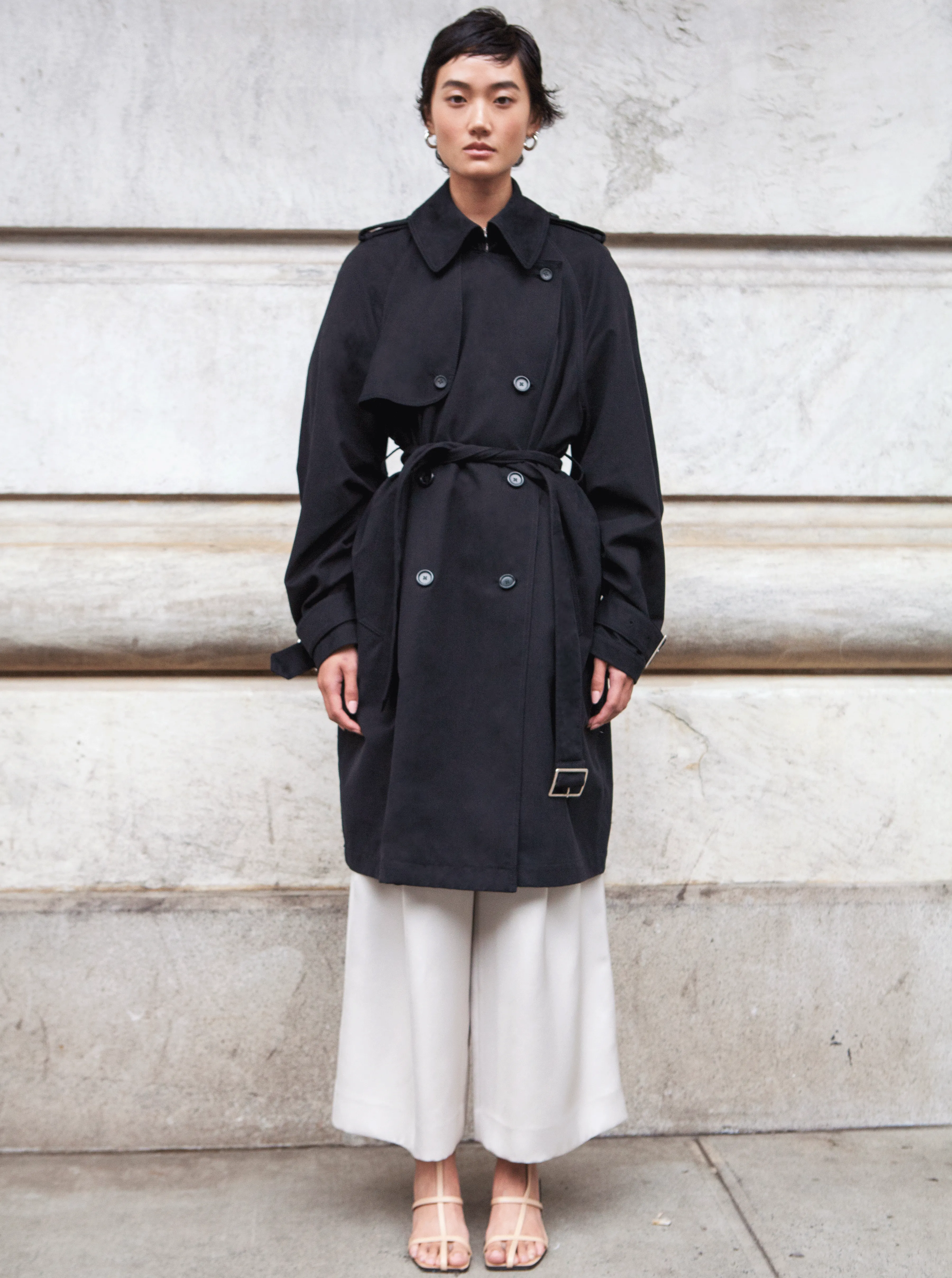 LONG YORK TRENCH COAT, BLACK