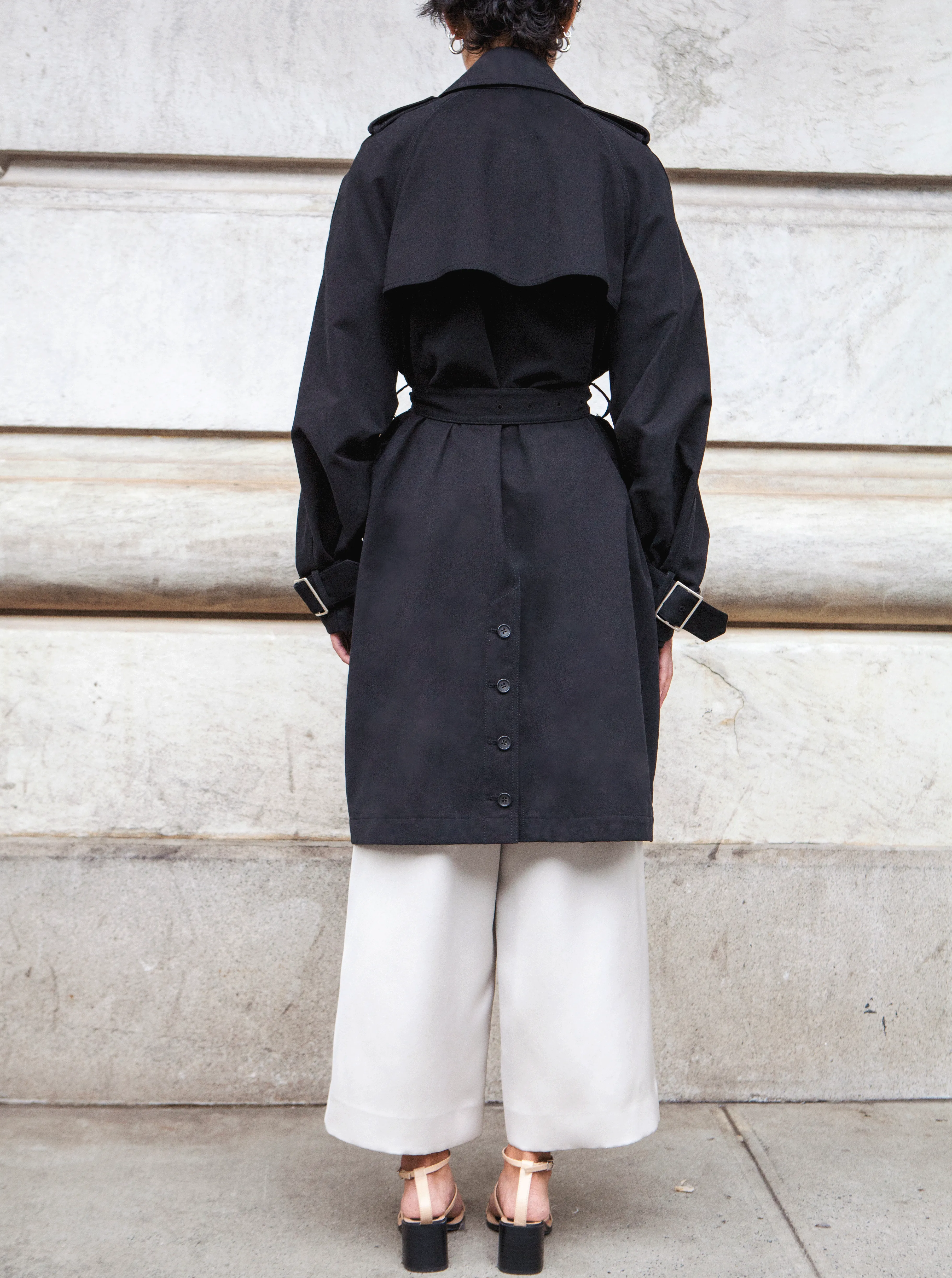 LONG YORK TRENCH COAT, BLACK