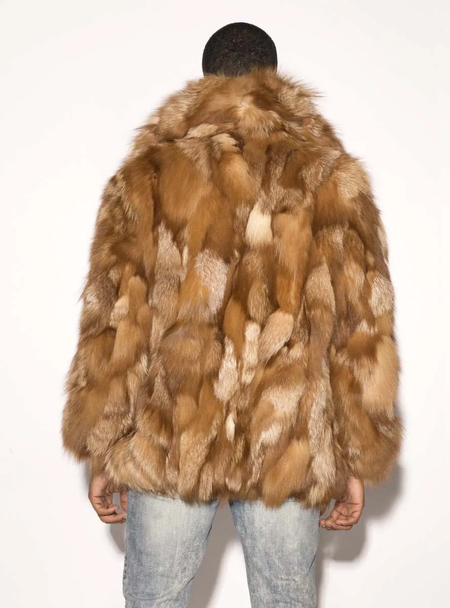 Men's Crystal Fox Fur Bomber Jacket