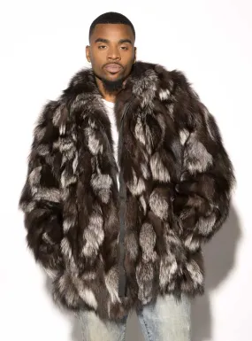 Men's Silver Fox Fur Bomber Jacket