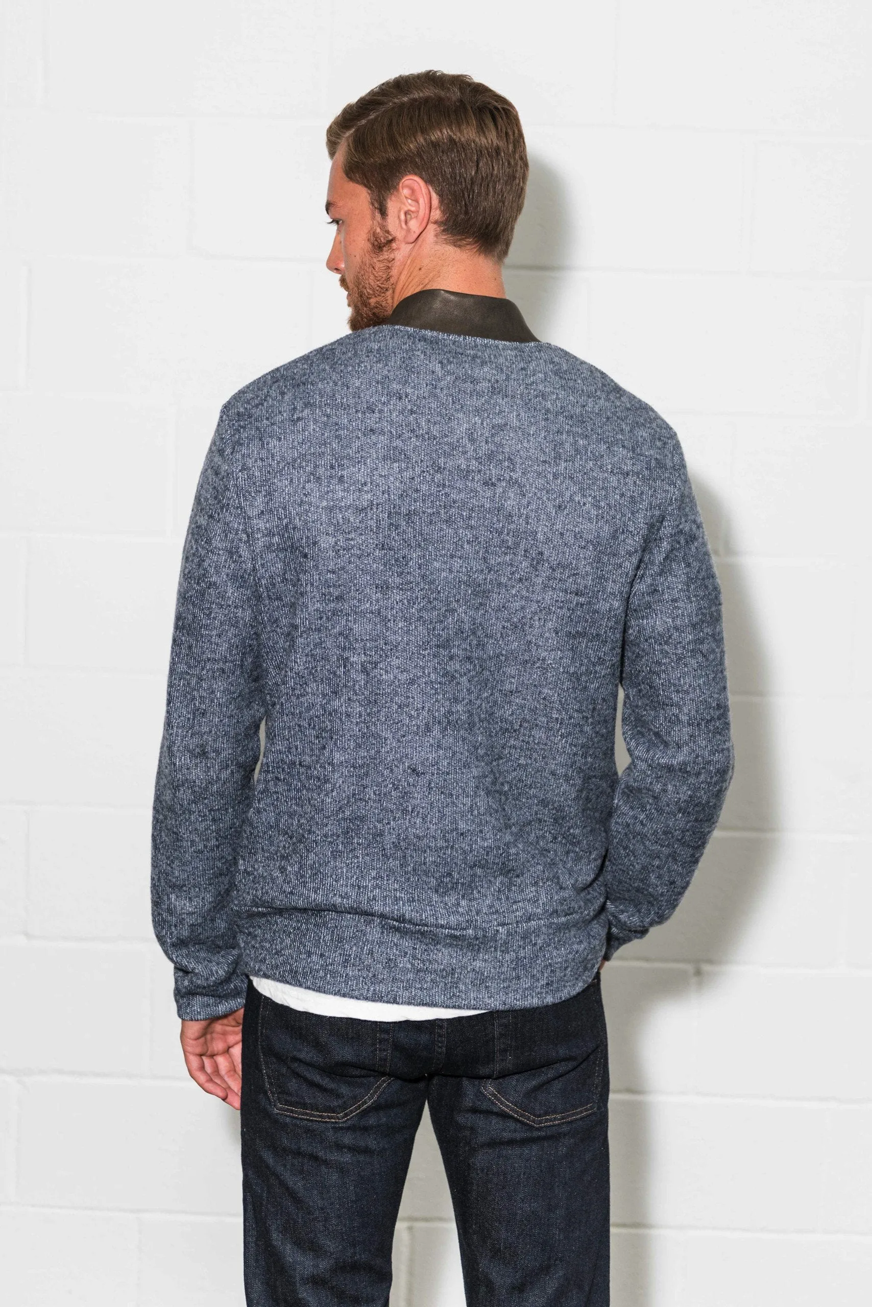 Men's Soft Knit Melange Bomber Jacket