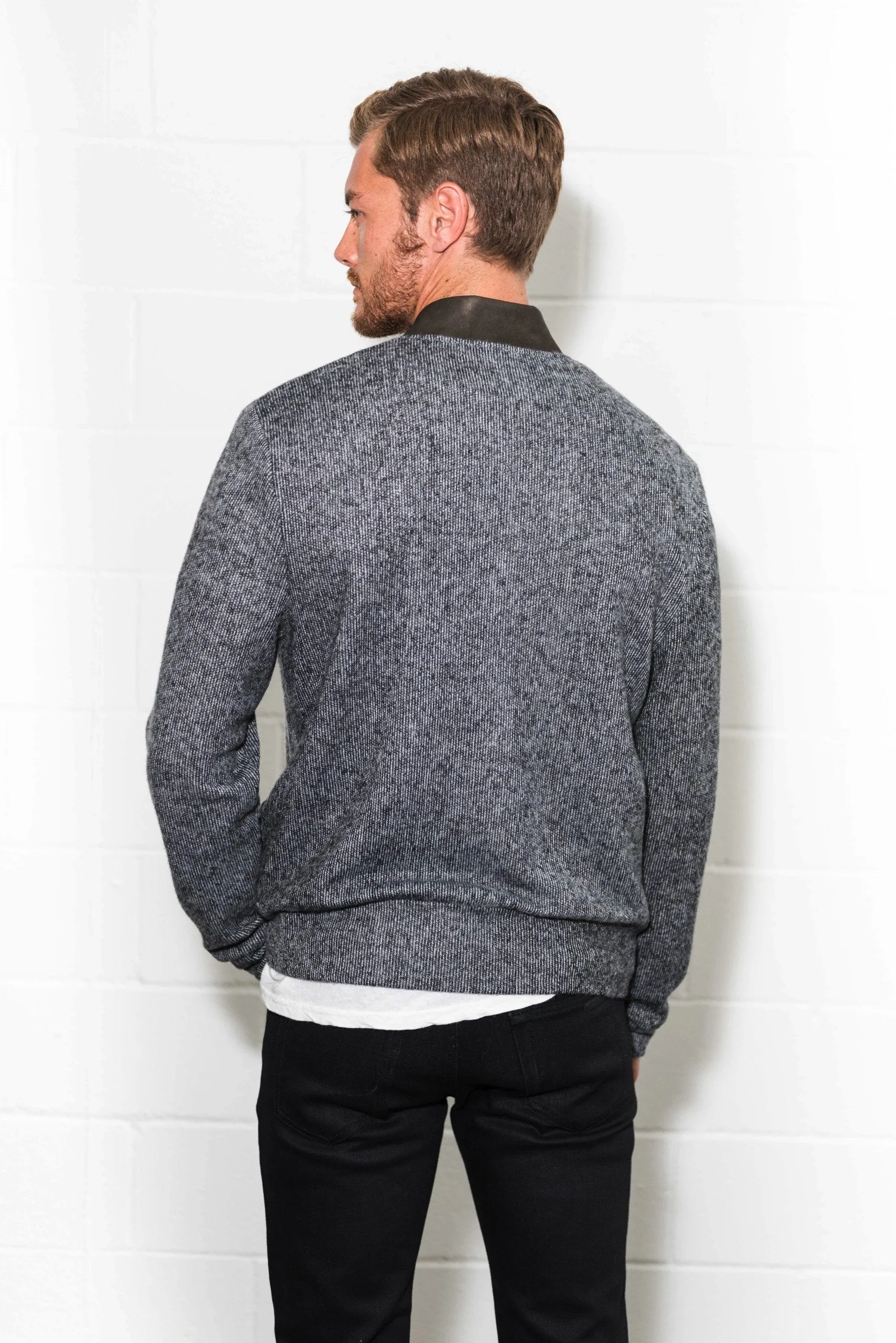 Men's Soft Knit Melange Bomber Jacket