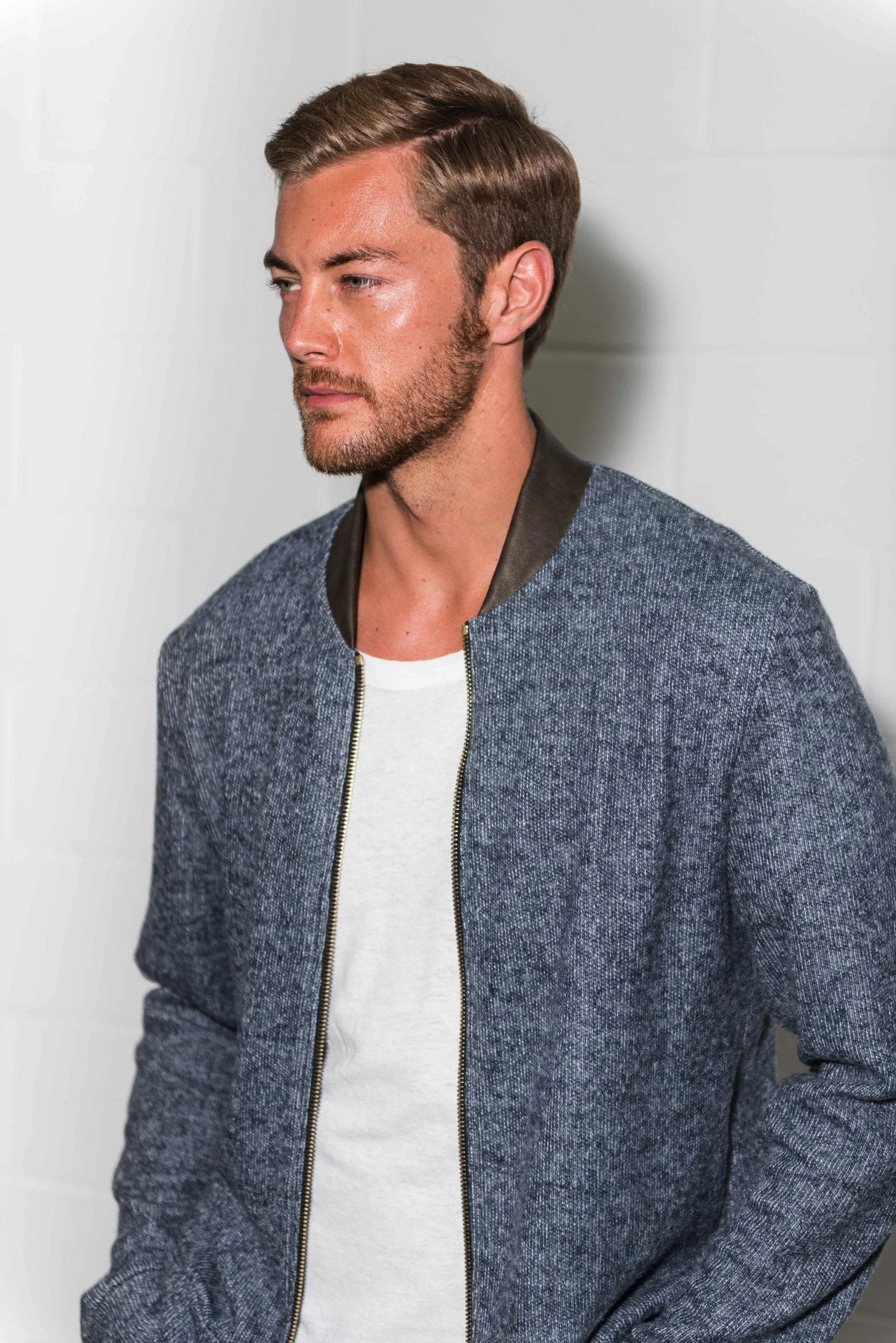 Men's Soft Knit Melange Bomber Jacket