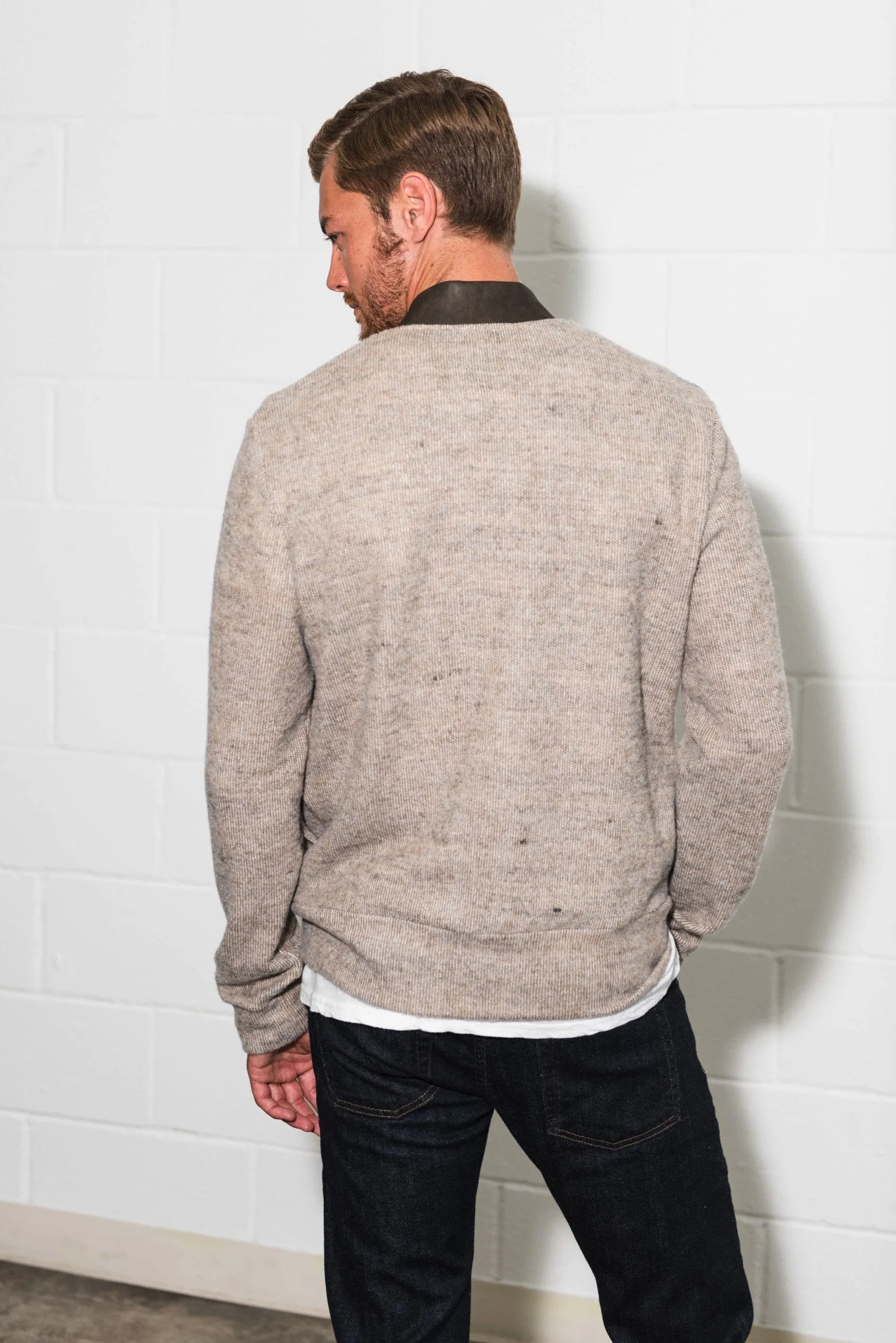 Men's Soft Knit Melange Bomber Jacket