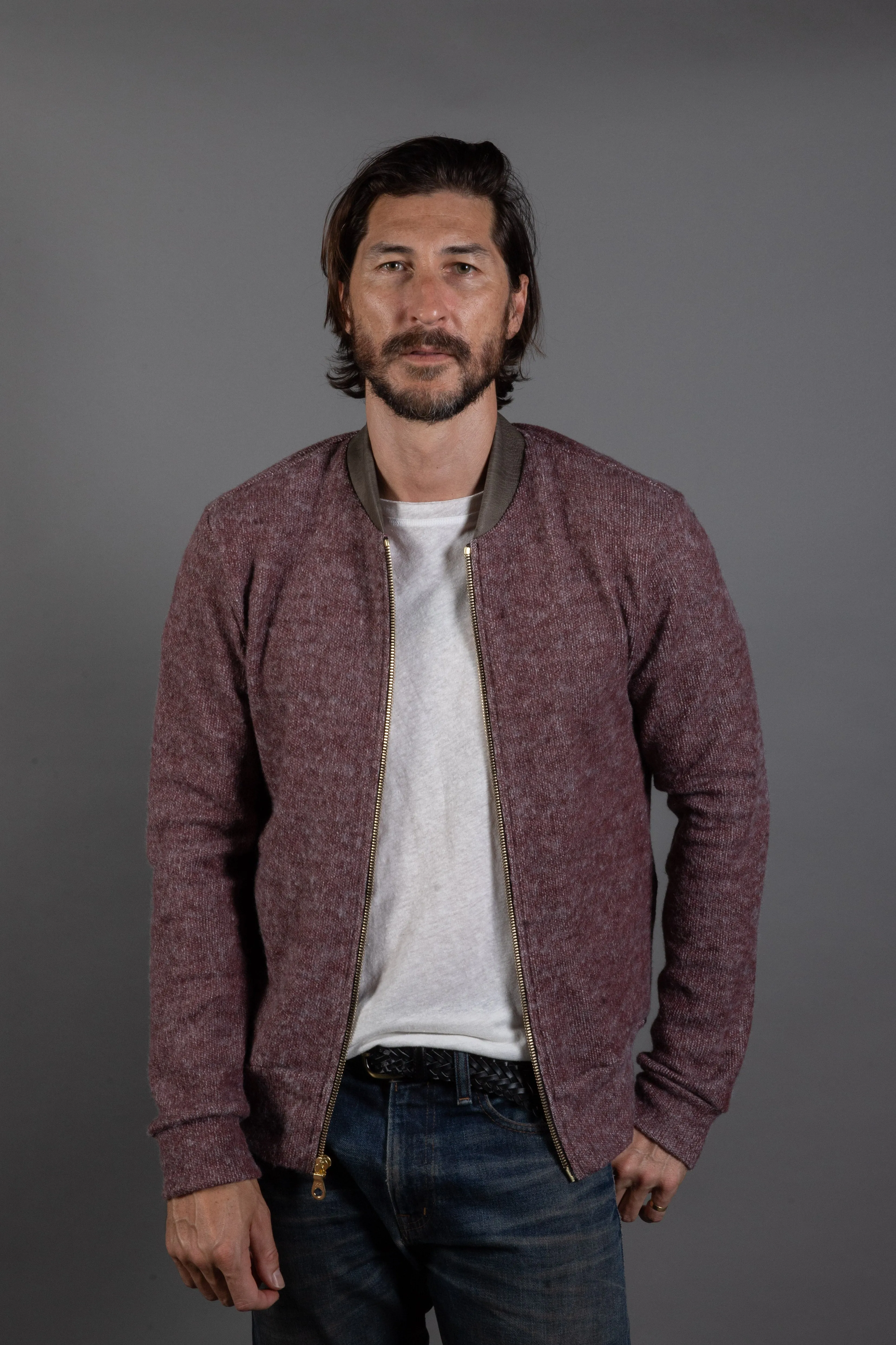 Men's Soft Knit Melange Bomber Jacket