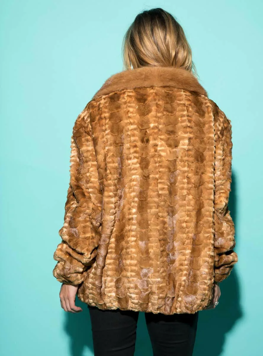 Mink Fur Bomber Jacket with Full Skin Mink Fur Collar