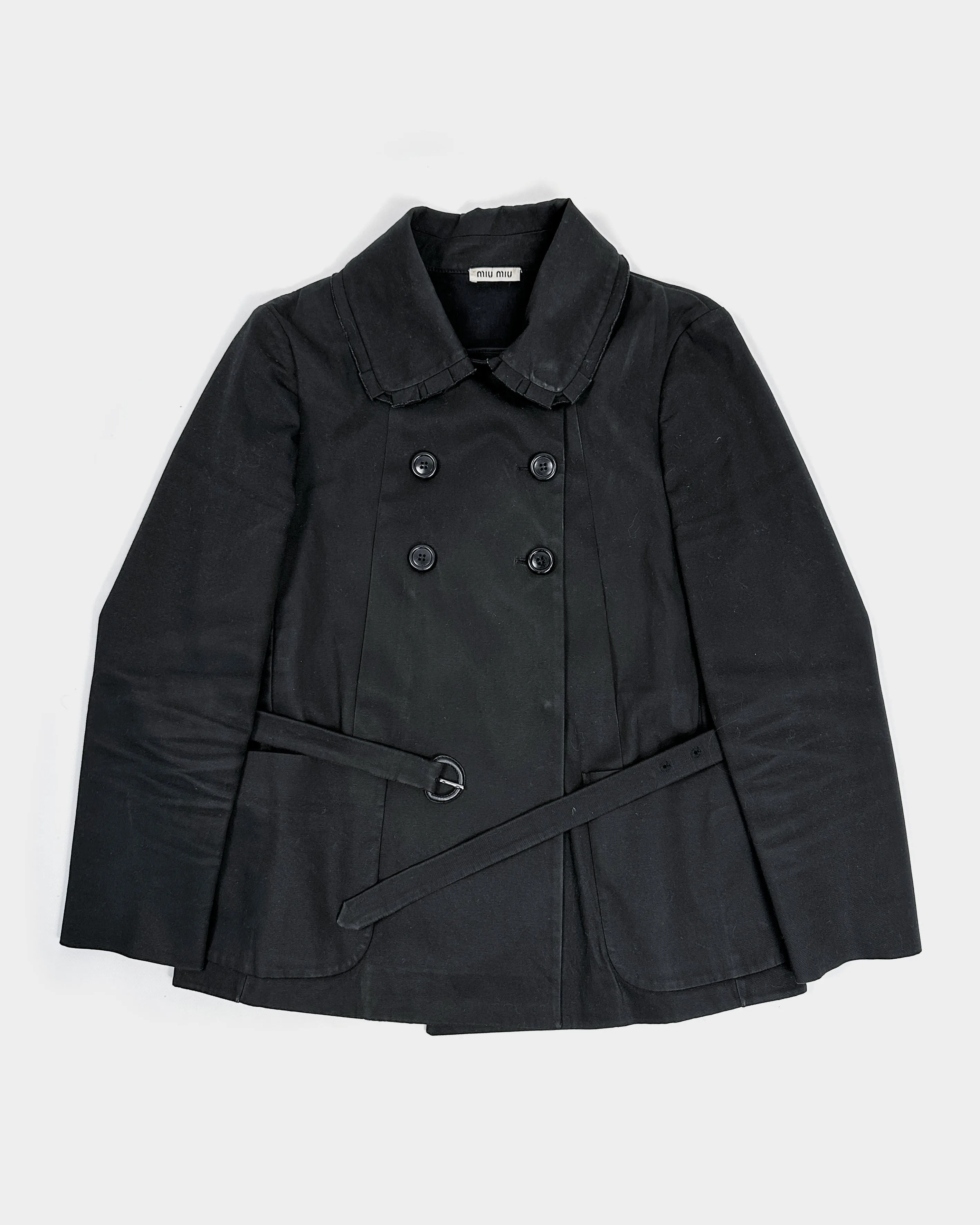 Miu Miu Black Short Trench Coat 2000's