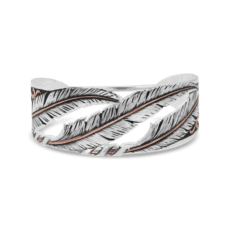 Montana Silversmiths Women's Wind Dancer Pierced Feather Cuff Bracelet