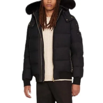 Moose Knuckle Stagg Bomber Shearling Jacket (Black/Black Shearling)