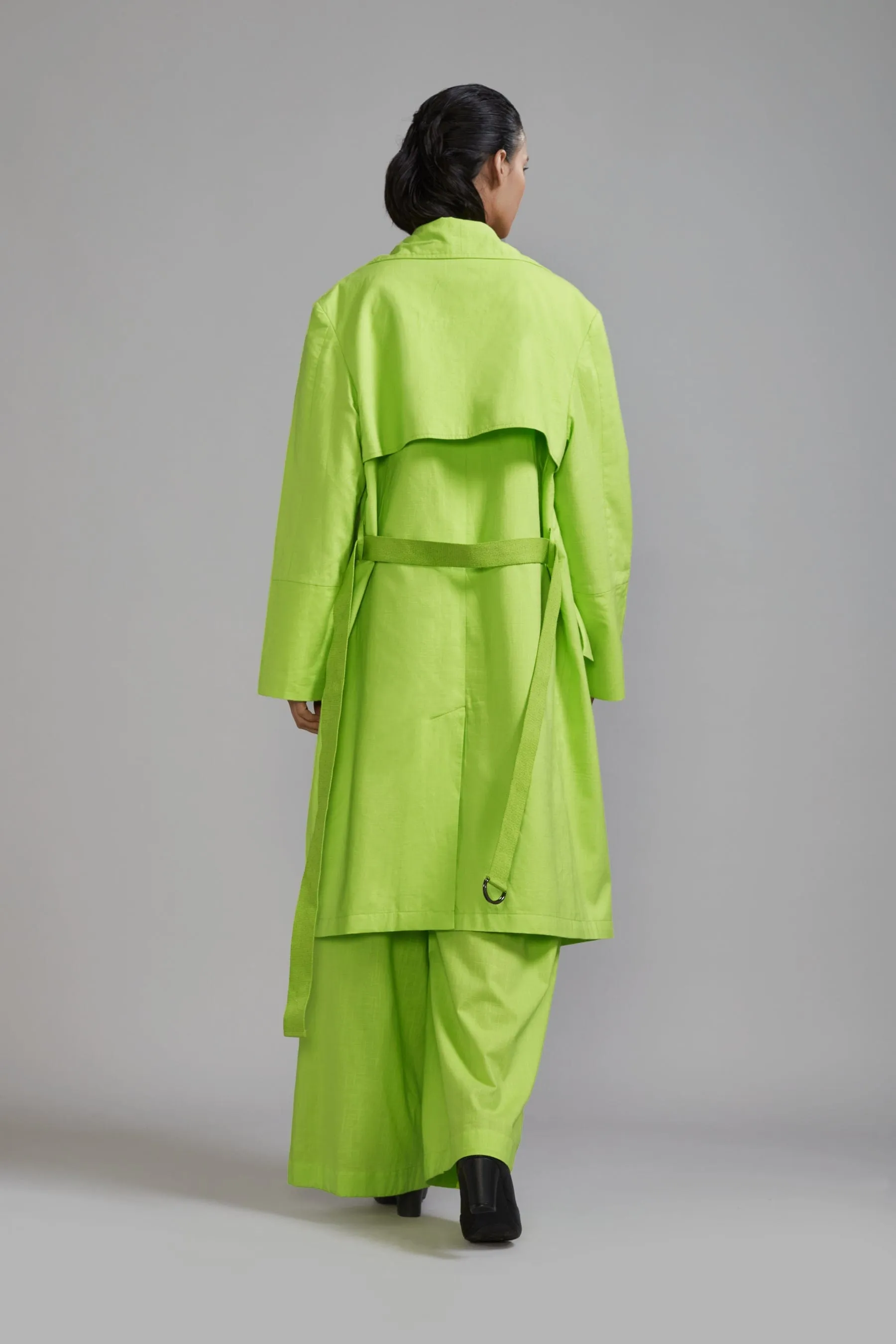 Neon Green Trench Jacket Set (3 PCS)