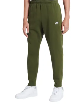 Nike Jogger Club men's sports trousers with elasticated bottom in fleece cotton BV2671-327 green