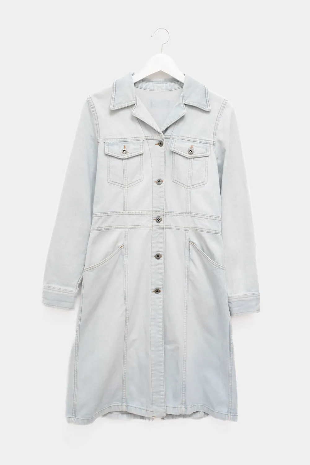 PALE BLUE VINTAGE DENIM TRENCH COAT