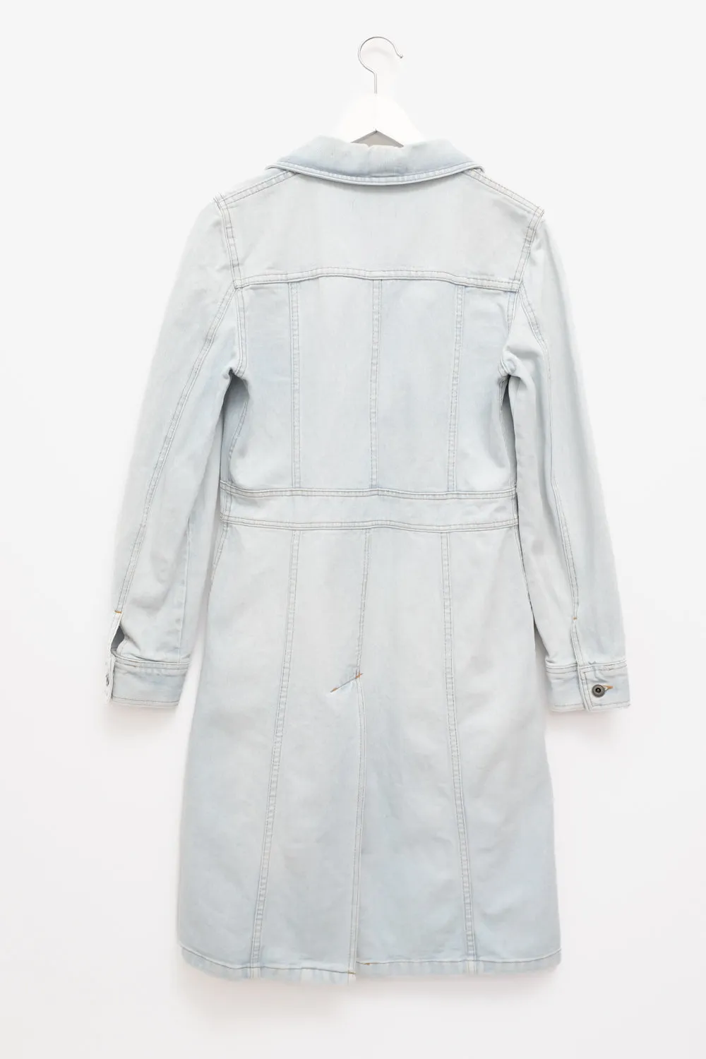 PALE BLUE VINTAGE DENIM TRENCH COAT