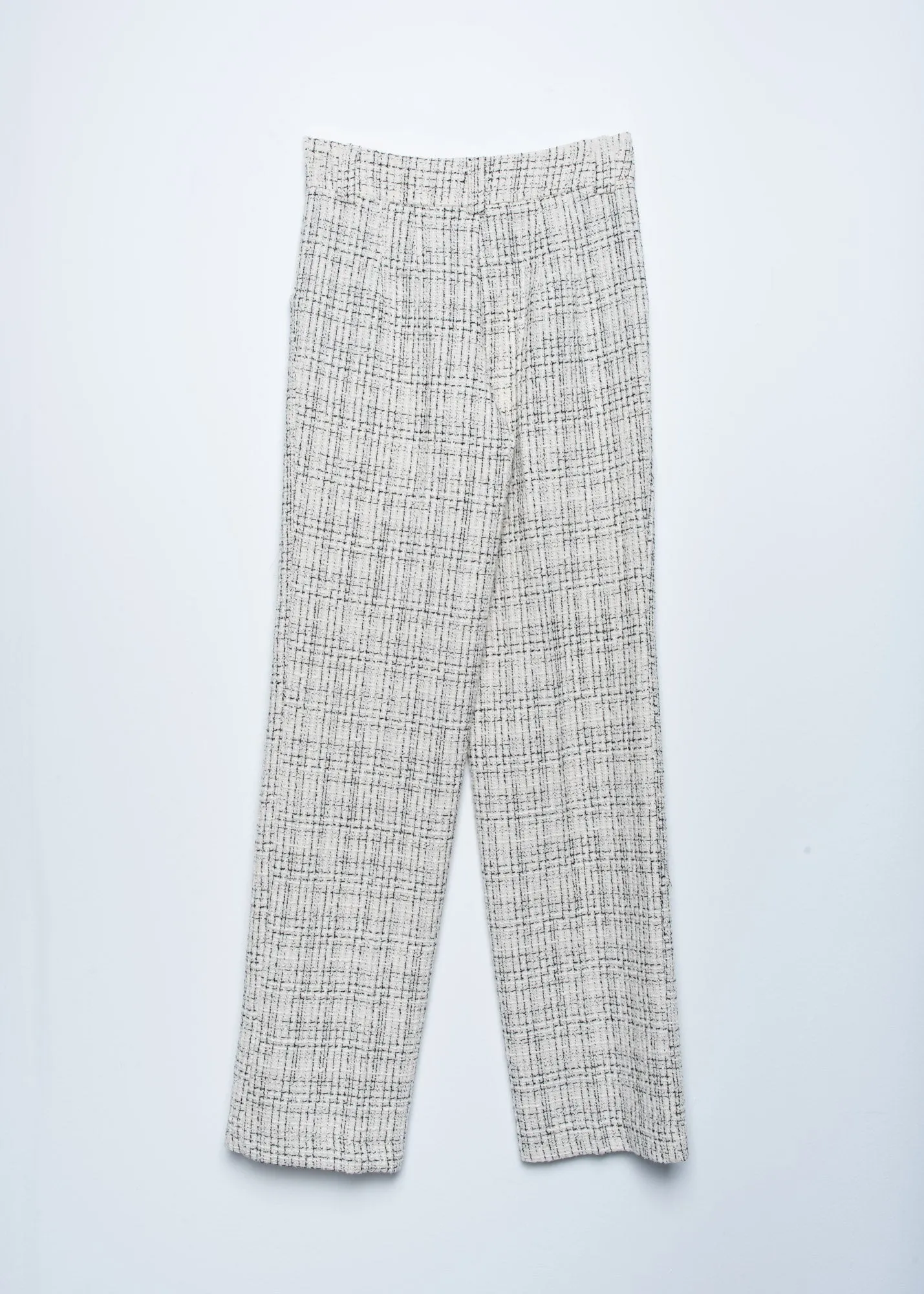 Pantaloni in tweed a contrasto