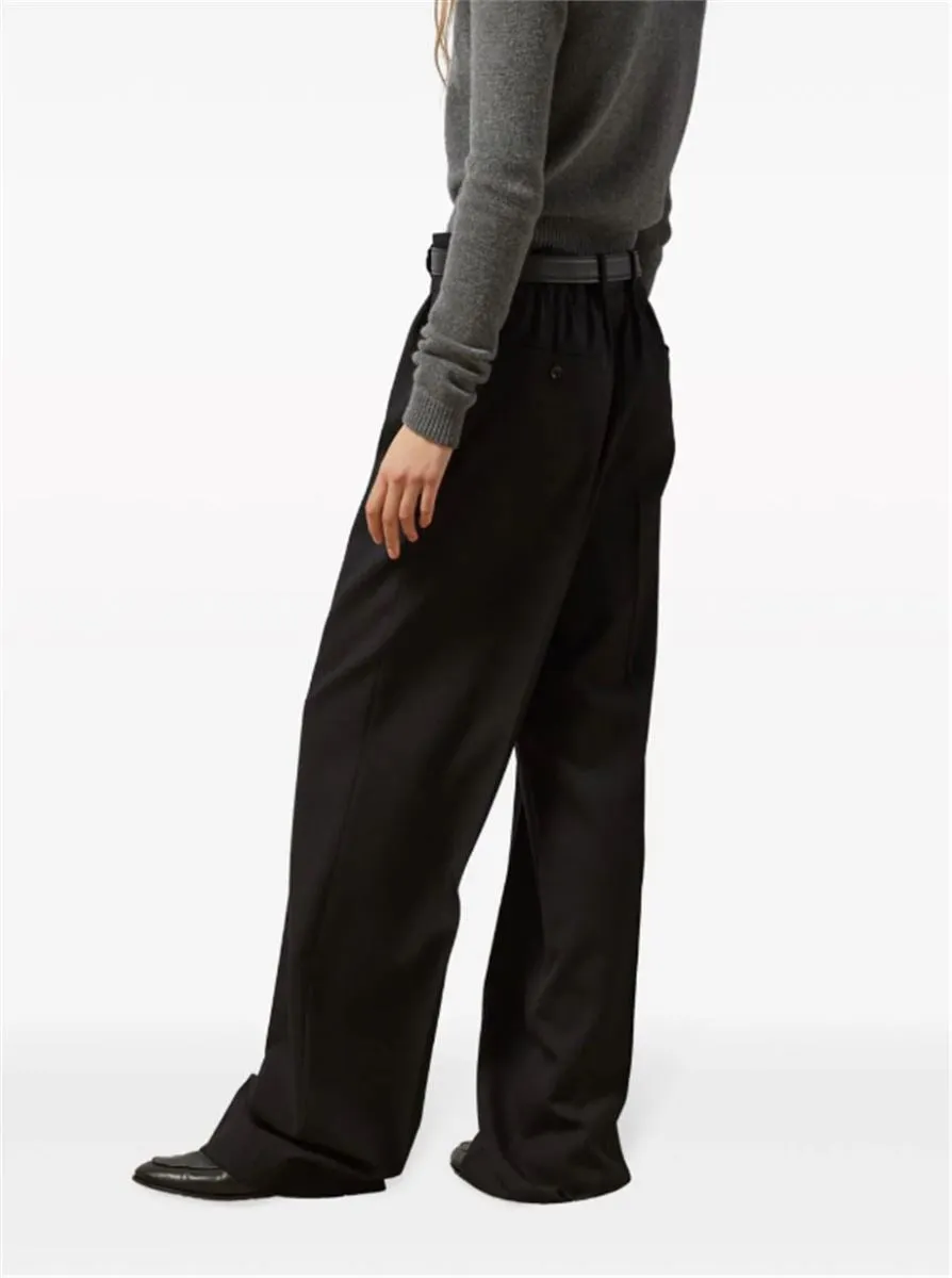 PAPERBAG-WAIST STRAIGHT-LEG WOOL TROUSERS