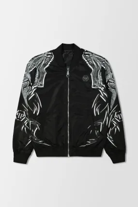 Philipp Plein Black Foulard Texture Bomber Jacket