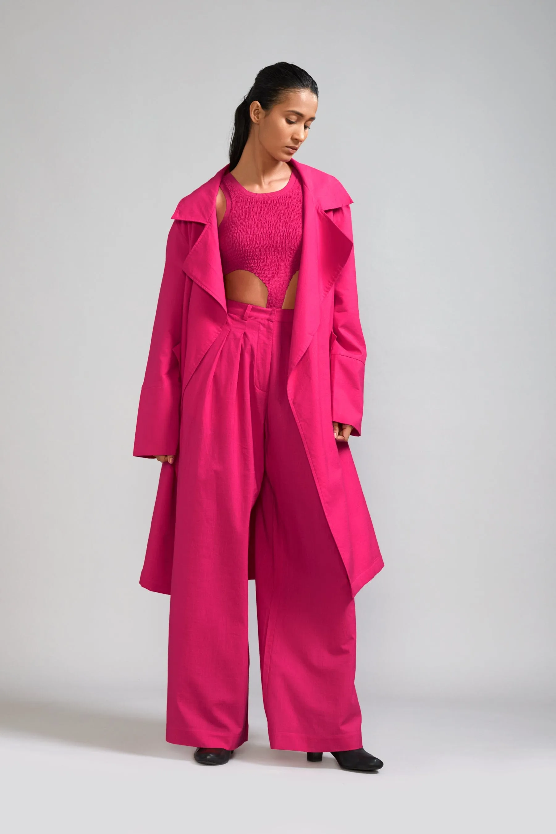 Pink Trench Jacket Set (3 PCS)