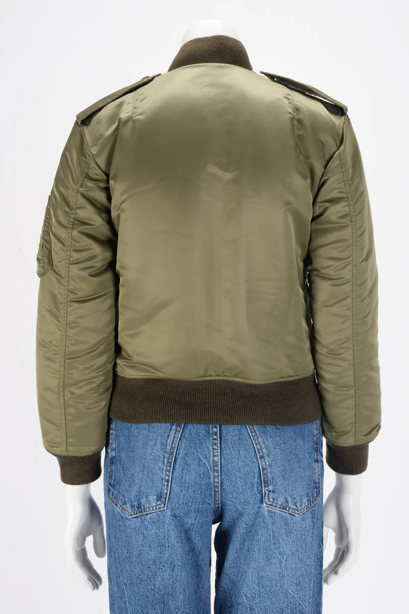 Saint Laurent Khaki Nylon Bomber Jacket FR 34