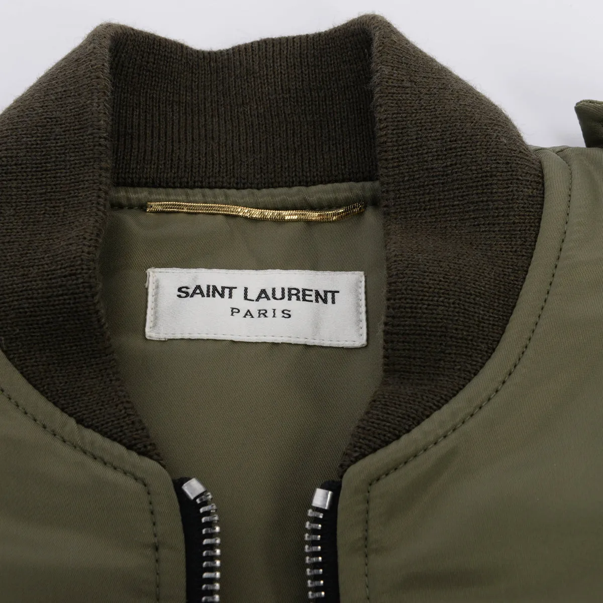 Saint Laurent Khaki Nylon Bomber Jacket FR 34