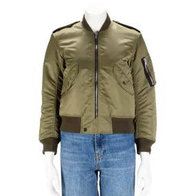 Saint Laurent Khaki Nylon Bomber Jacket FR 34