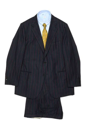 Sartoria Parma Navy with Red Stripe Flannel Wool Suit