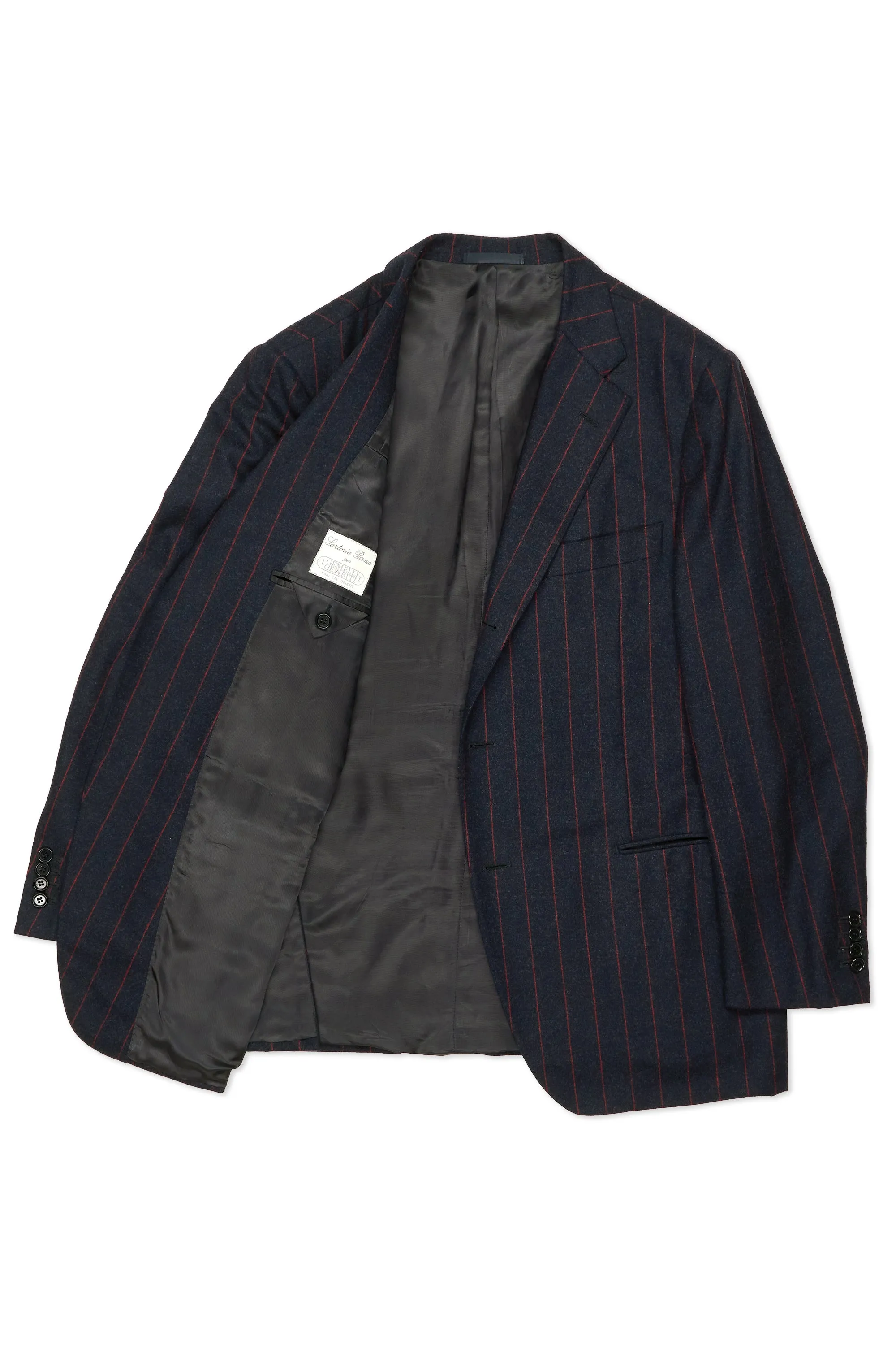 Sartoria Parma Navy with Red Stripe Flannel Wool Suit