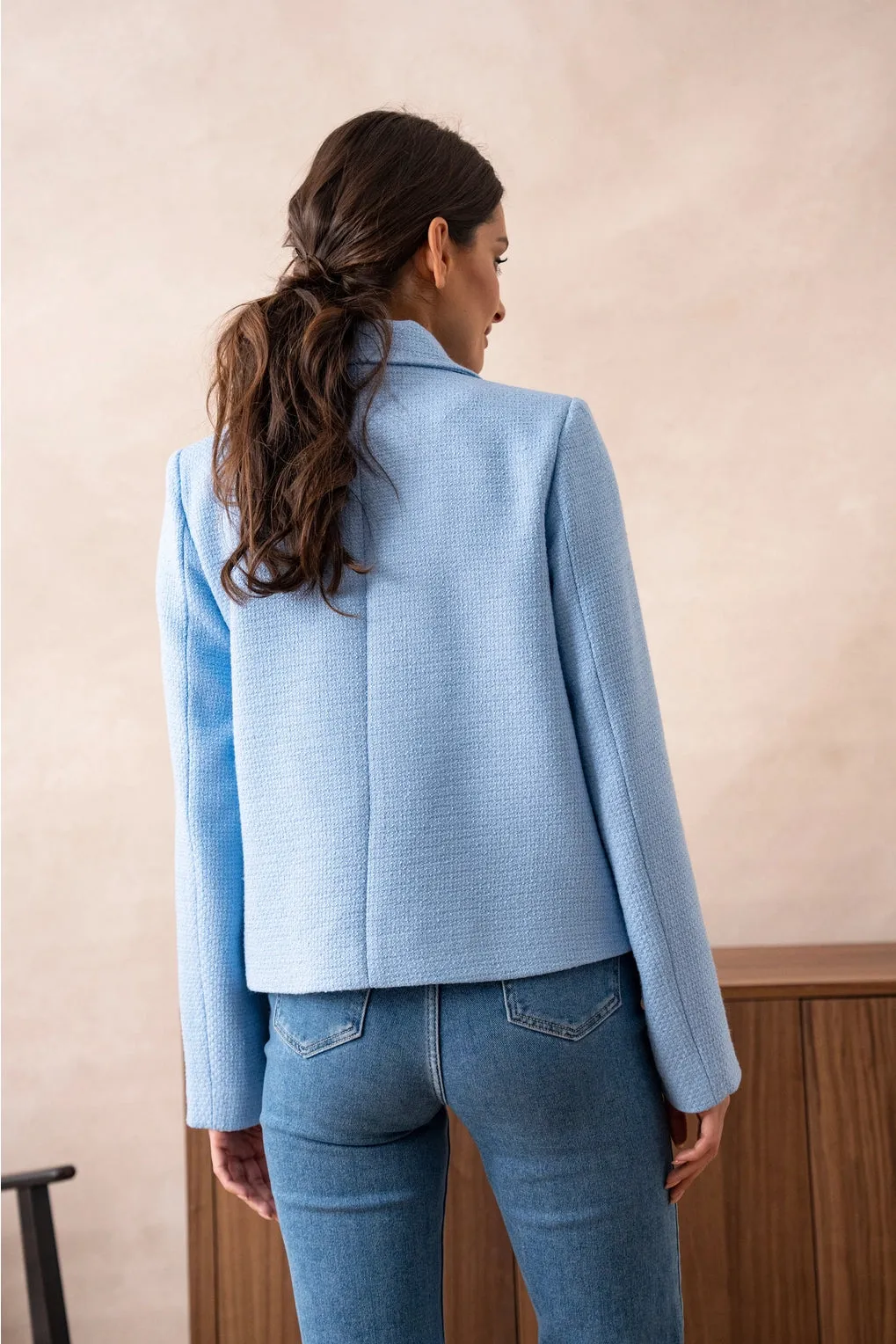 Sky Blue Tweed Jacket