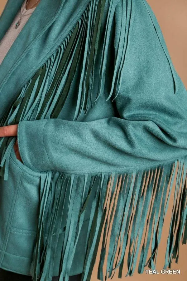 Teal Fringe Jacket