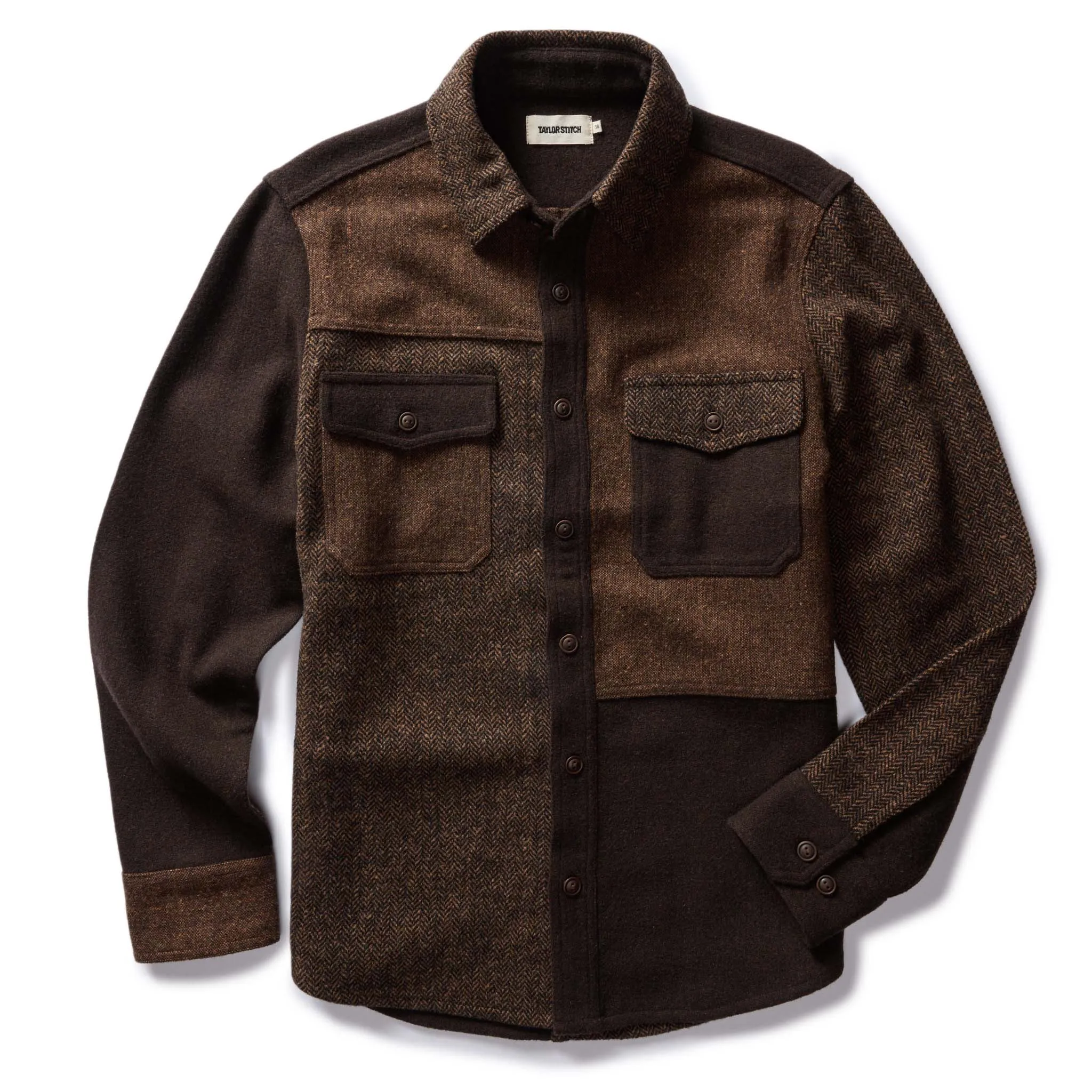 The Patchwork Overshirt in Timber Tweed