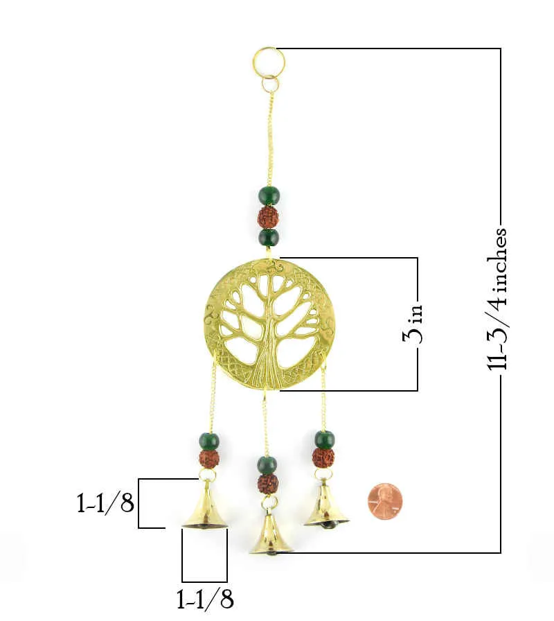 Tree of Life Medallion Wind Chime With Three Bells