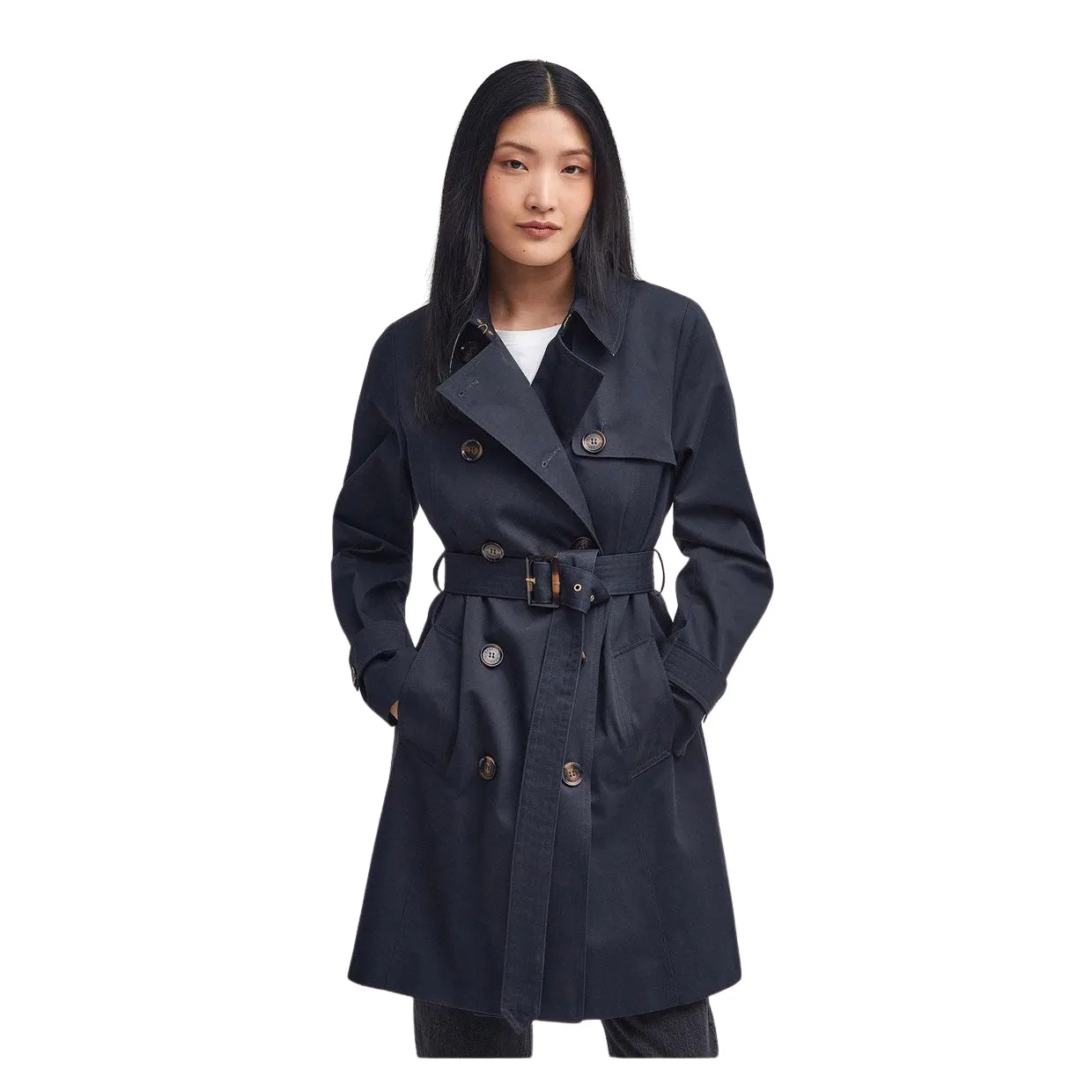 Trench Donna Barbour Short Greta Showerproof Blu Navy