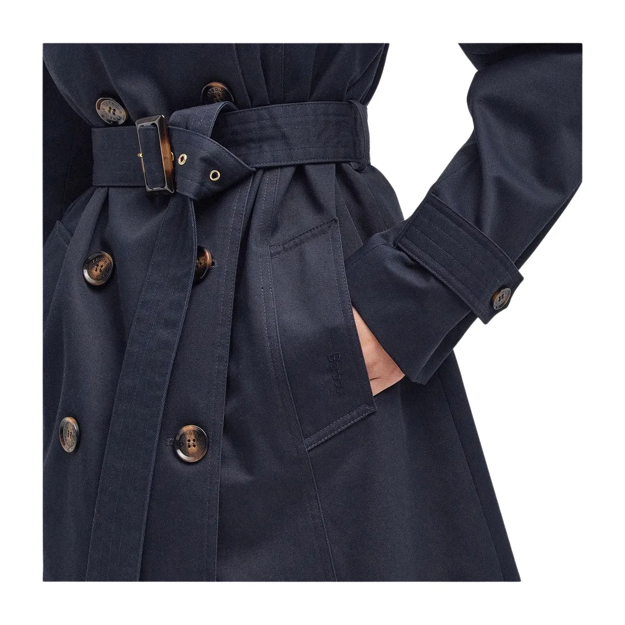 Trench Donna Barbour Short Greta Showerproof Blu Navy