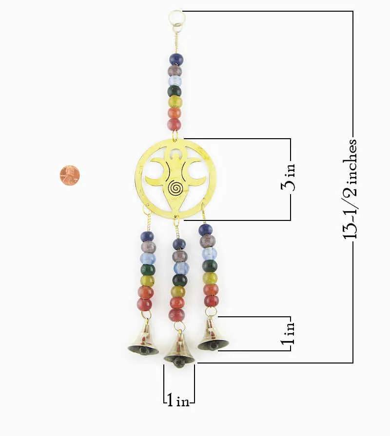 Triple Moon Goddess Wind Chime With 3 Bells