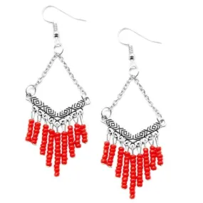 Wind Walker Red Seed Bead Earrings