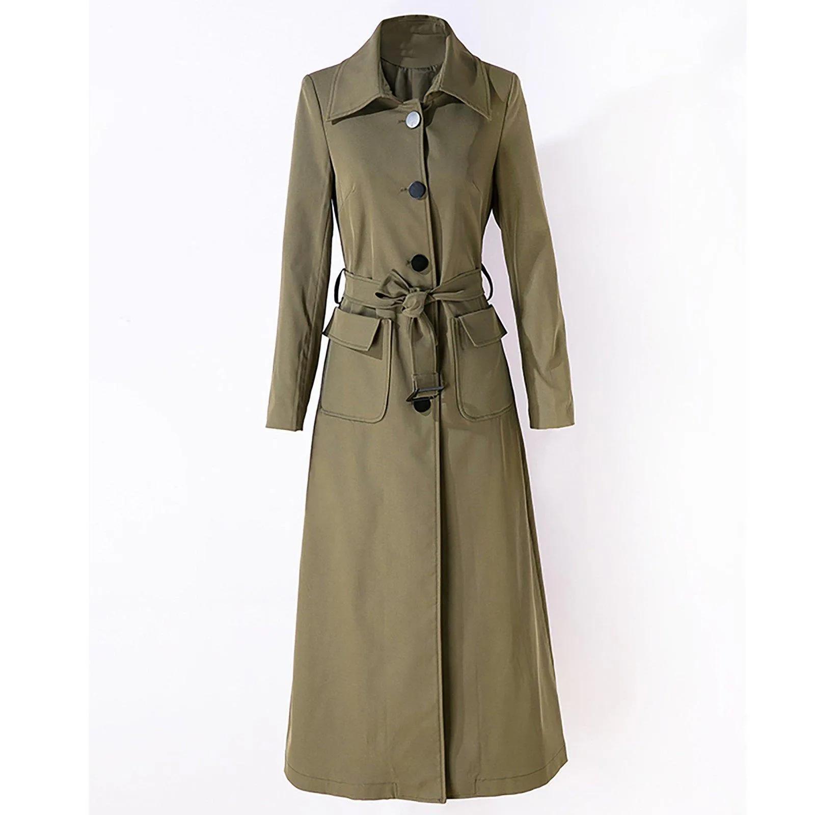 Women's Single Breasted Belted Long Trench Coat,Custom Women coat,Lady Long Coat,Fall Coat for women Windbreaker Duster Coat Outerwear