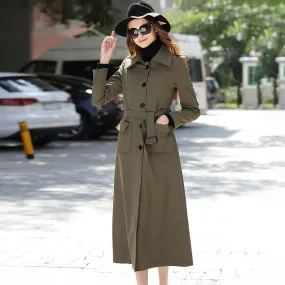 Women's Single Breasted Belted Long Trench Coat,Custom Women coat,Lady Long Coat,Fall Coat for women Windbreaker Duster Coat Outerwear