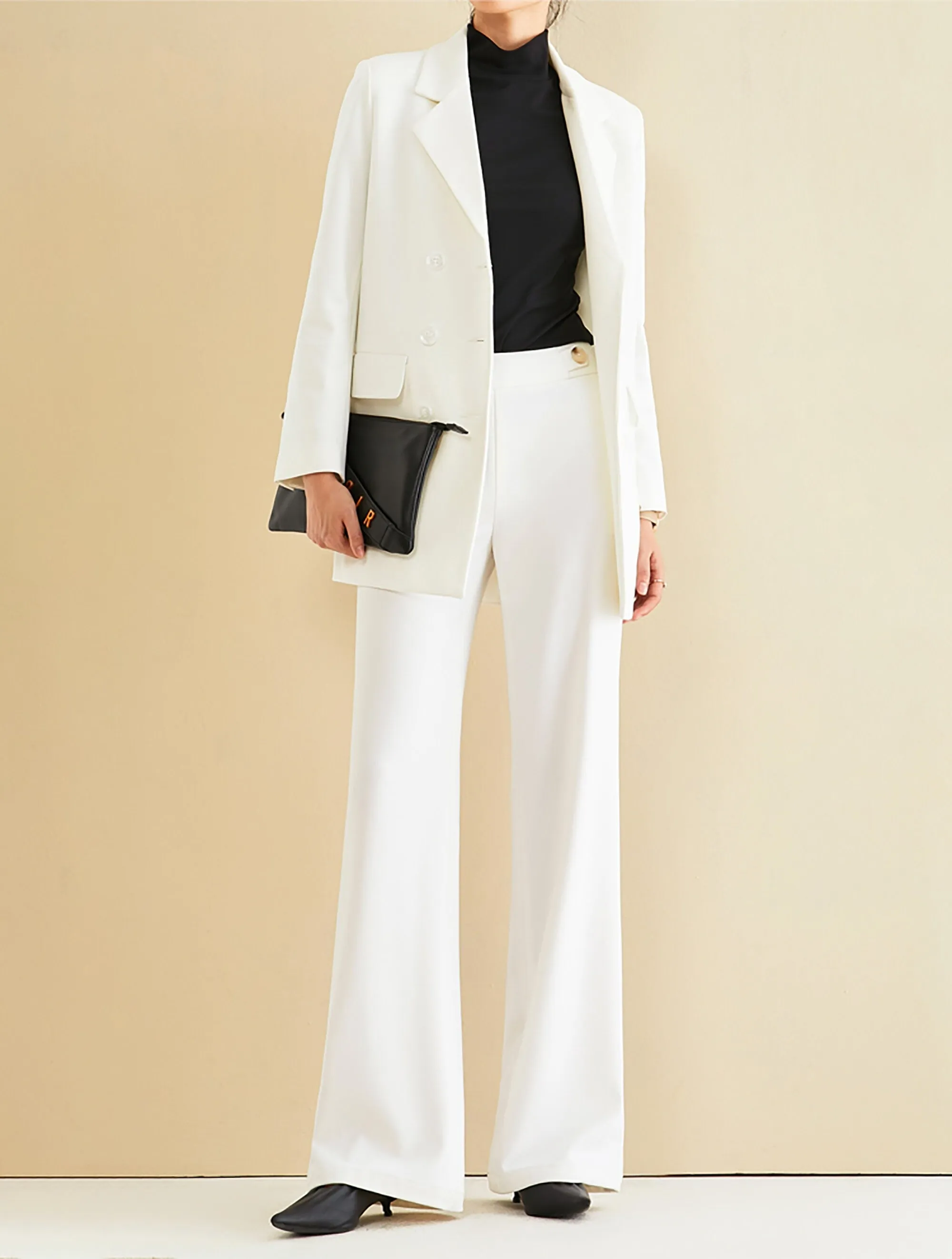 Women's White wide-leg pants,drape Pants,loose high-waist pants,Lady thin straight-leg pants,Fall Winter Long trousers,mopping suit pants